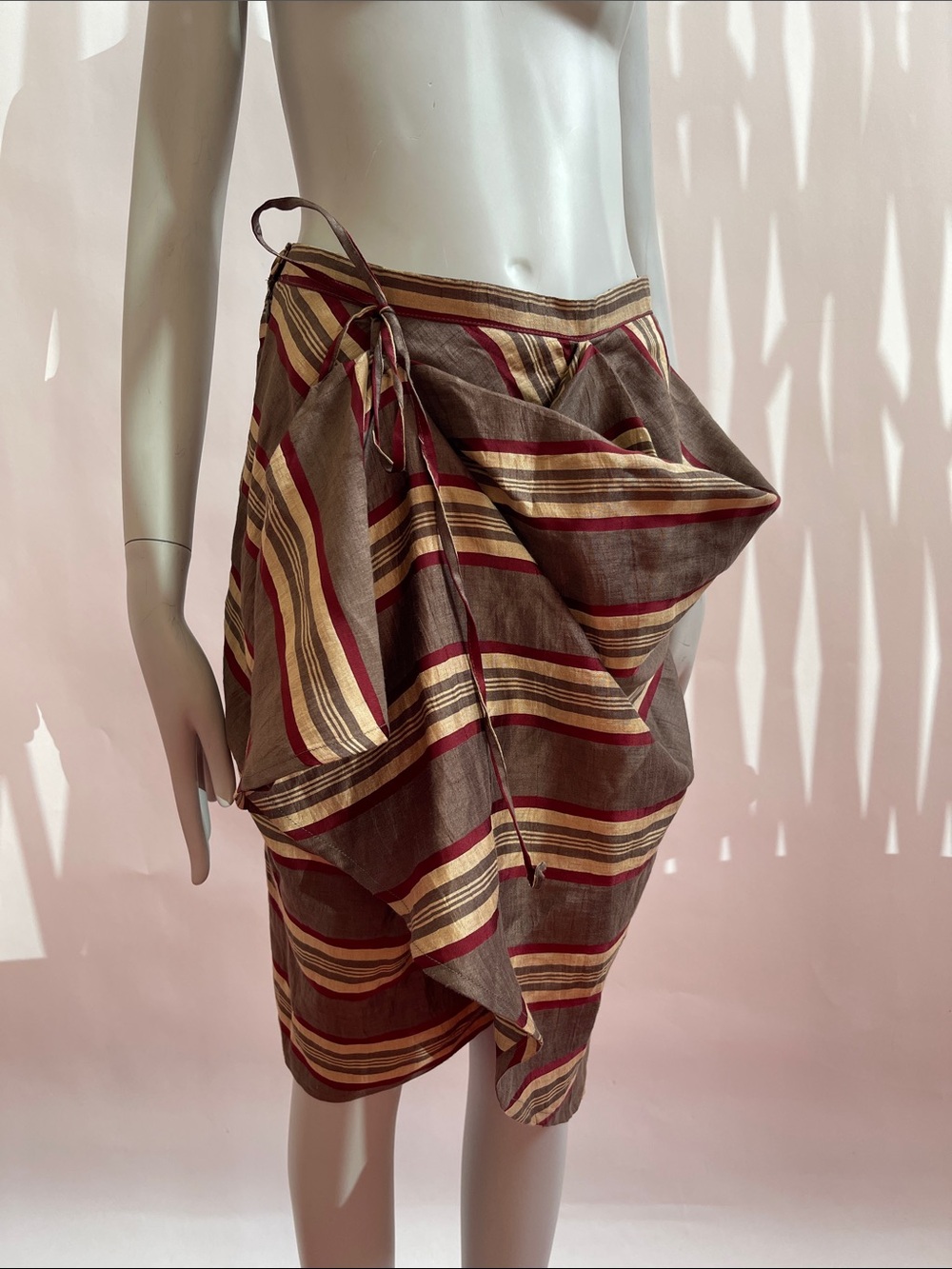 Vivienne Westwood Anglomania 2014 Linen Striped Wrap Skirt IT42 - Picture 14 of 14